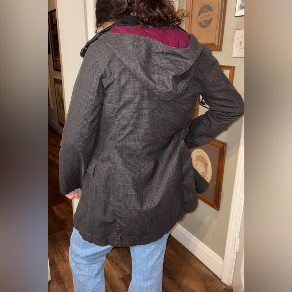 Feller Seattle Women’s XS Raincoat Trench Gray Plaid Hooded - Picture 7 of 15
